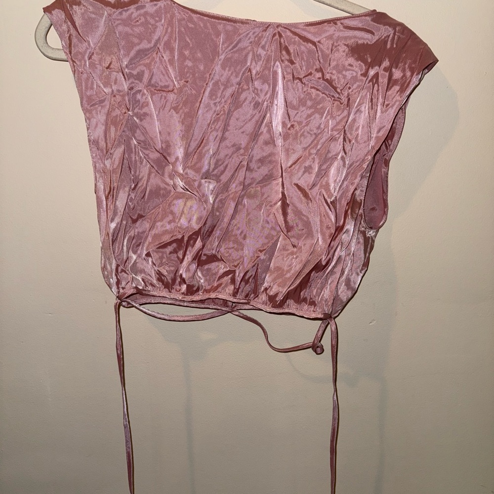 WAYF Blush Satin Crop Top